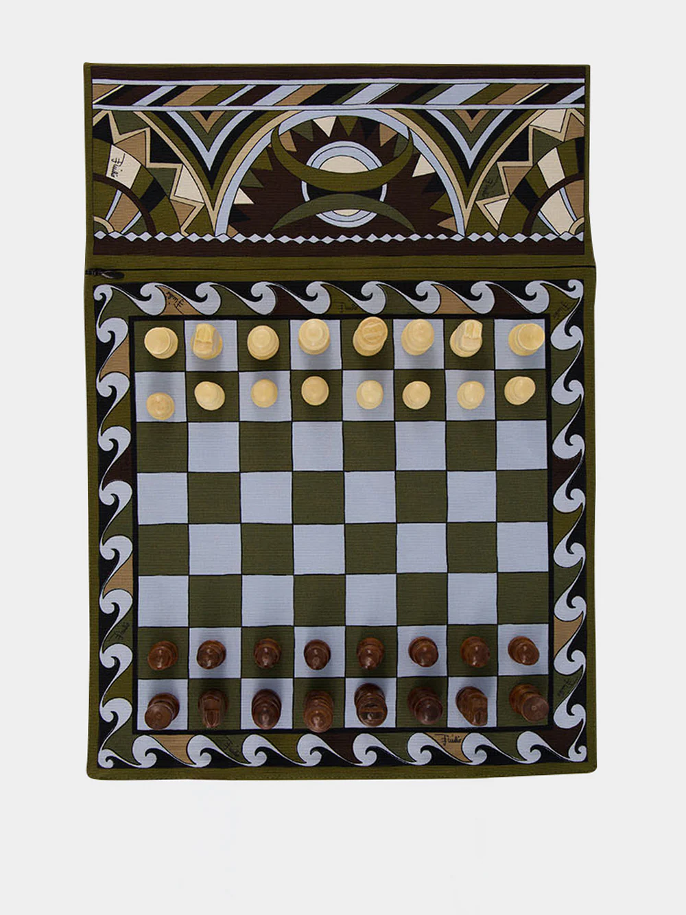 Khaki and Blue Vivara Travel Chess Set
