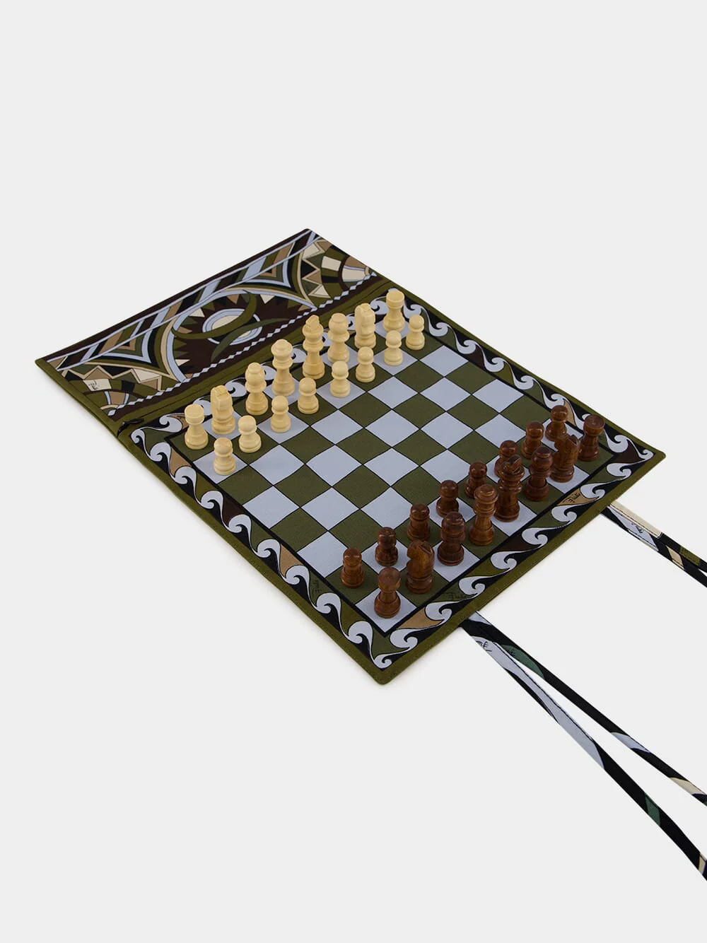 Khaki and Blue Vivara Travel Chess Set - Image 2