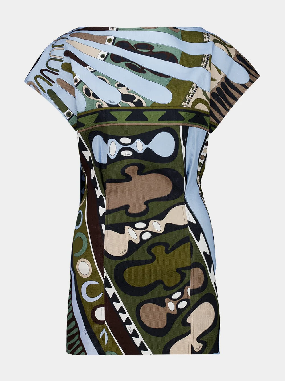 Khaki and Green Soleil Print Panama Mini Dress - Image 2
