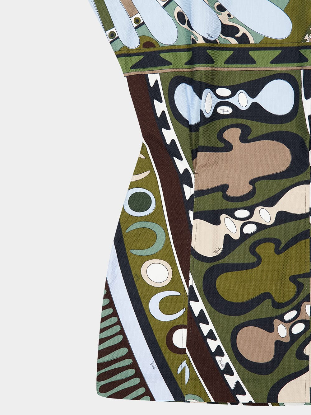 Khaki and Green Soleil Print Panama Mini Dress - Image 6