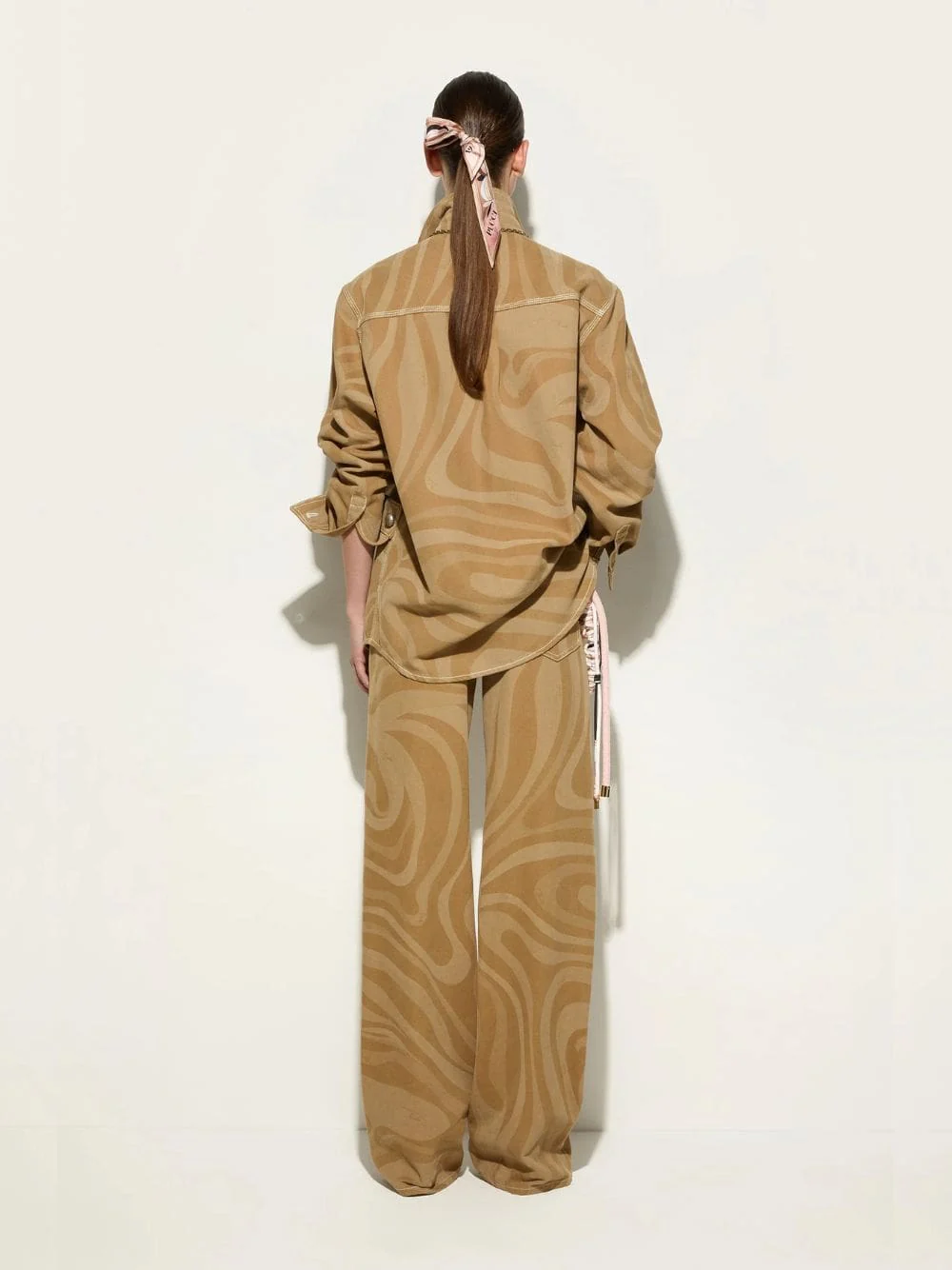 Marmo Print Canvas Jacket in Taupe - Image 3