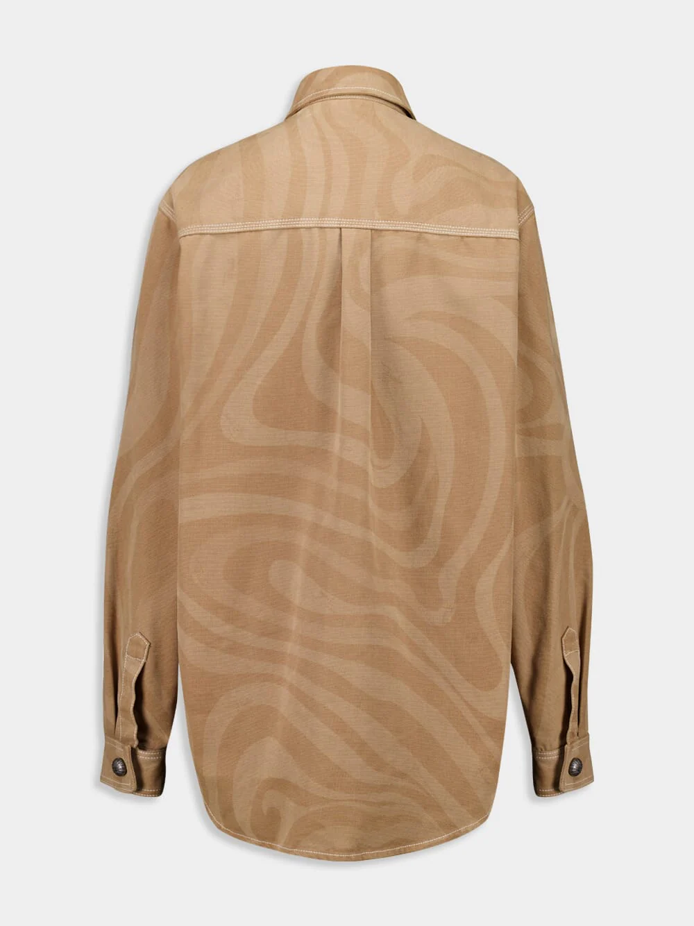 Marmo Print Canvas Jacket in Taupe - Image 4