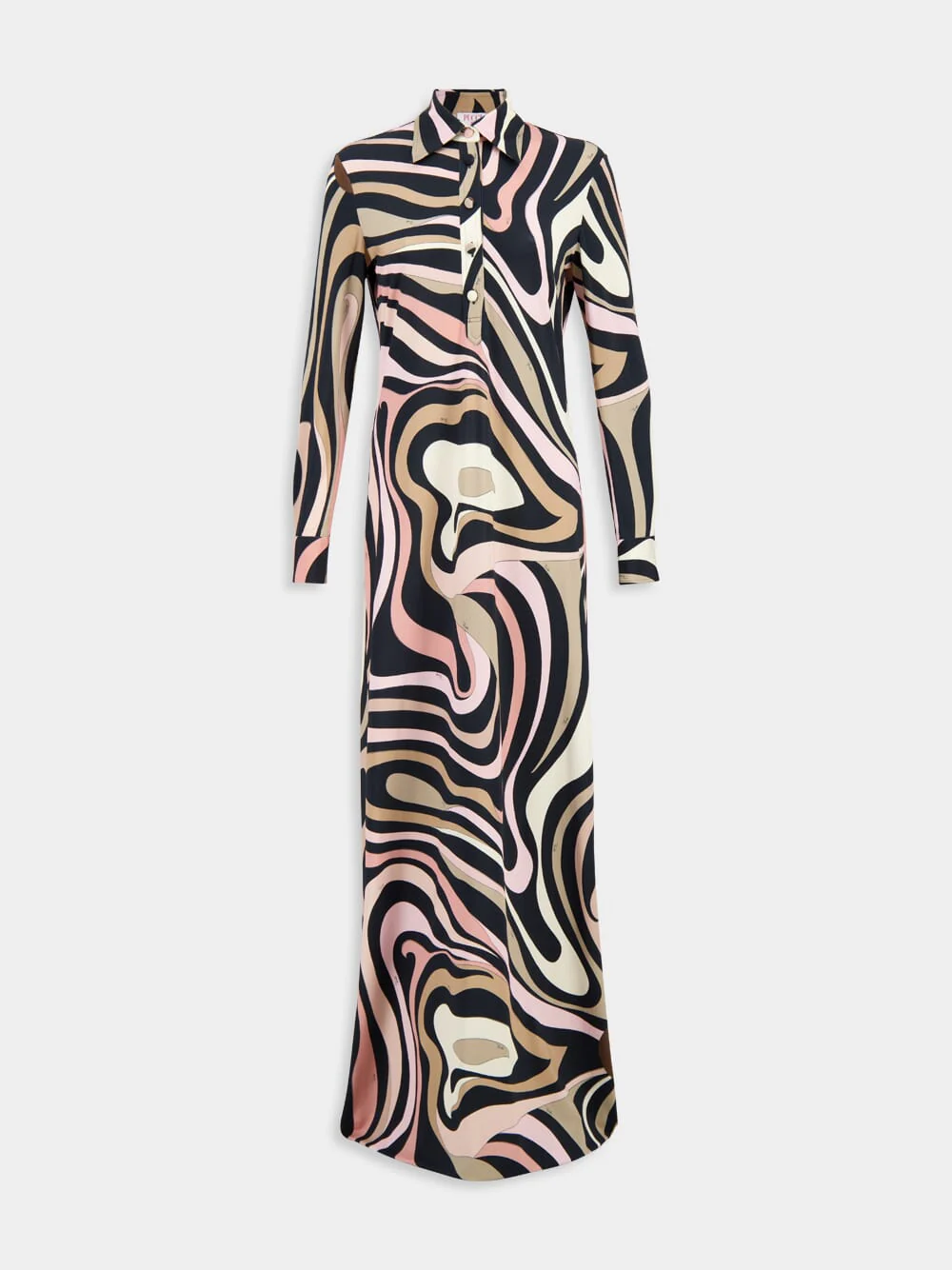 Marmo Print Long Fitted Dress - Image 2