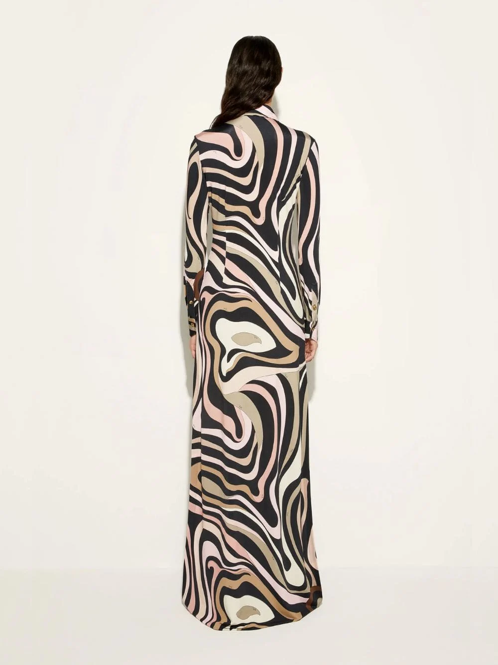 Marmo Print Long Fitted Dress - Image 3