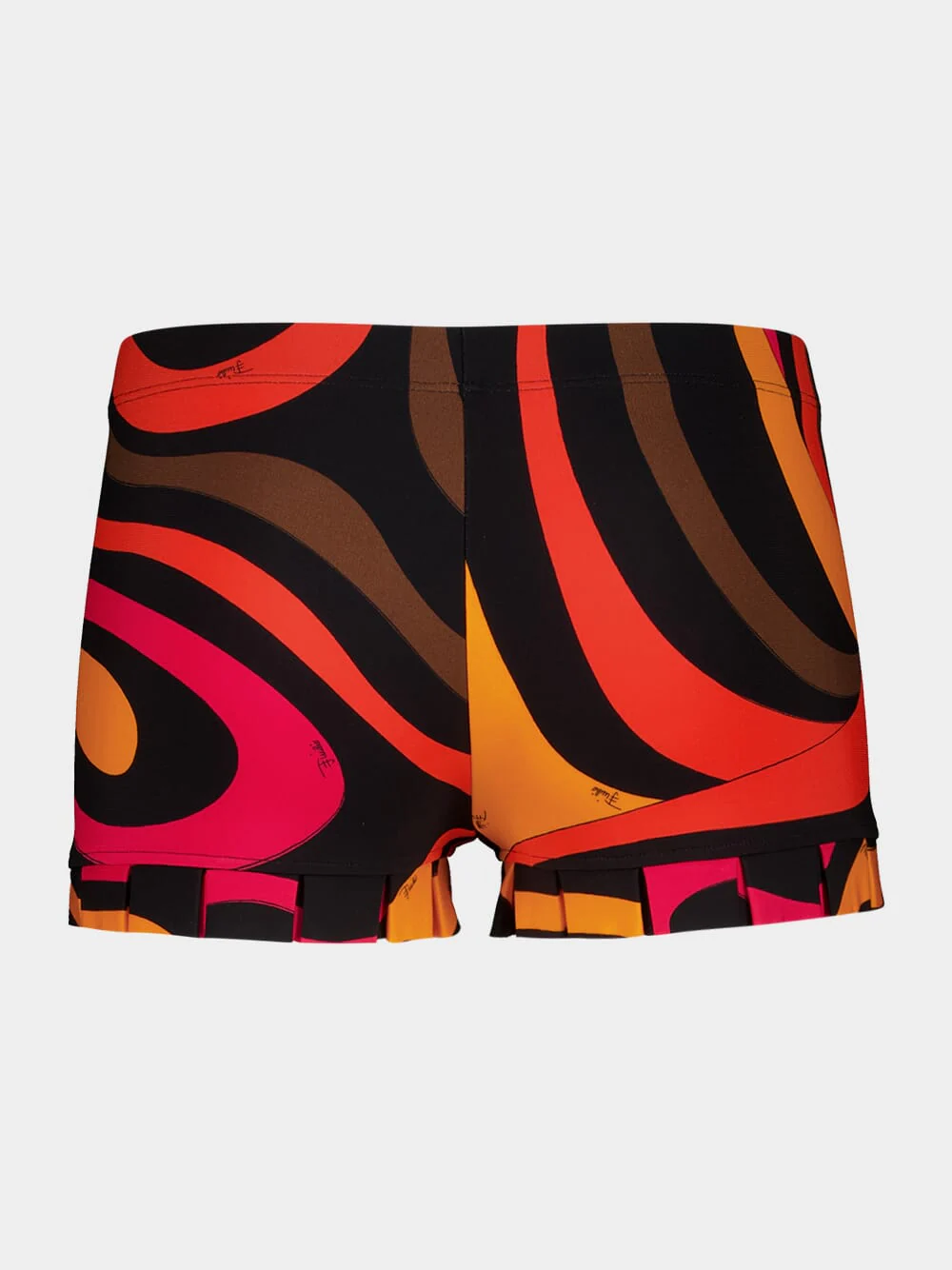 Black and Orange Marmo Print Low-Rise Shorts - Image 3