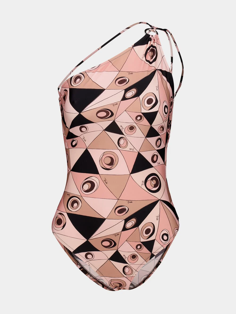 Nude Occhi Print One-Shoulder Swimsuit
