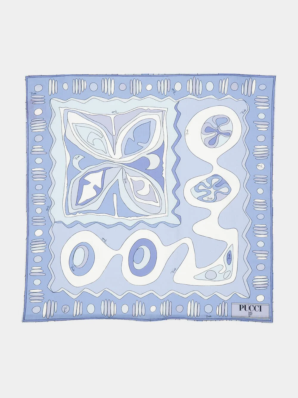 Pale Blue Angoli Print Cotton Scarf