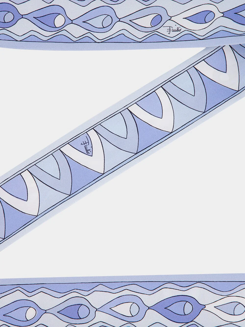 Pale Blue Mixed Print Silk Twill Bandeau Scarf - Image 3