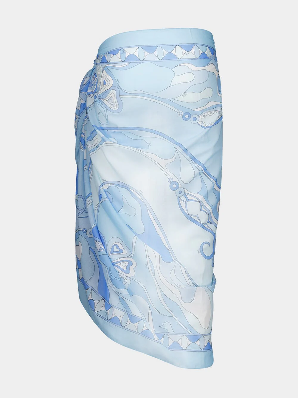 Pale Blue Orchidee Print Sarong - Image 3