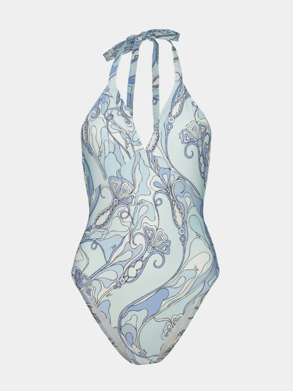 Pale Blue Orchidee Print Swimsuit - Image 2