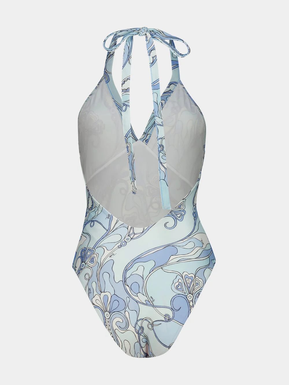 Pale Blue Orchidee Print Swimsuit - Image 4