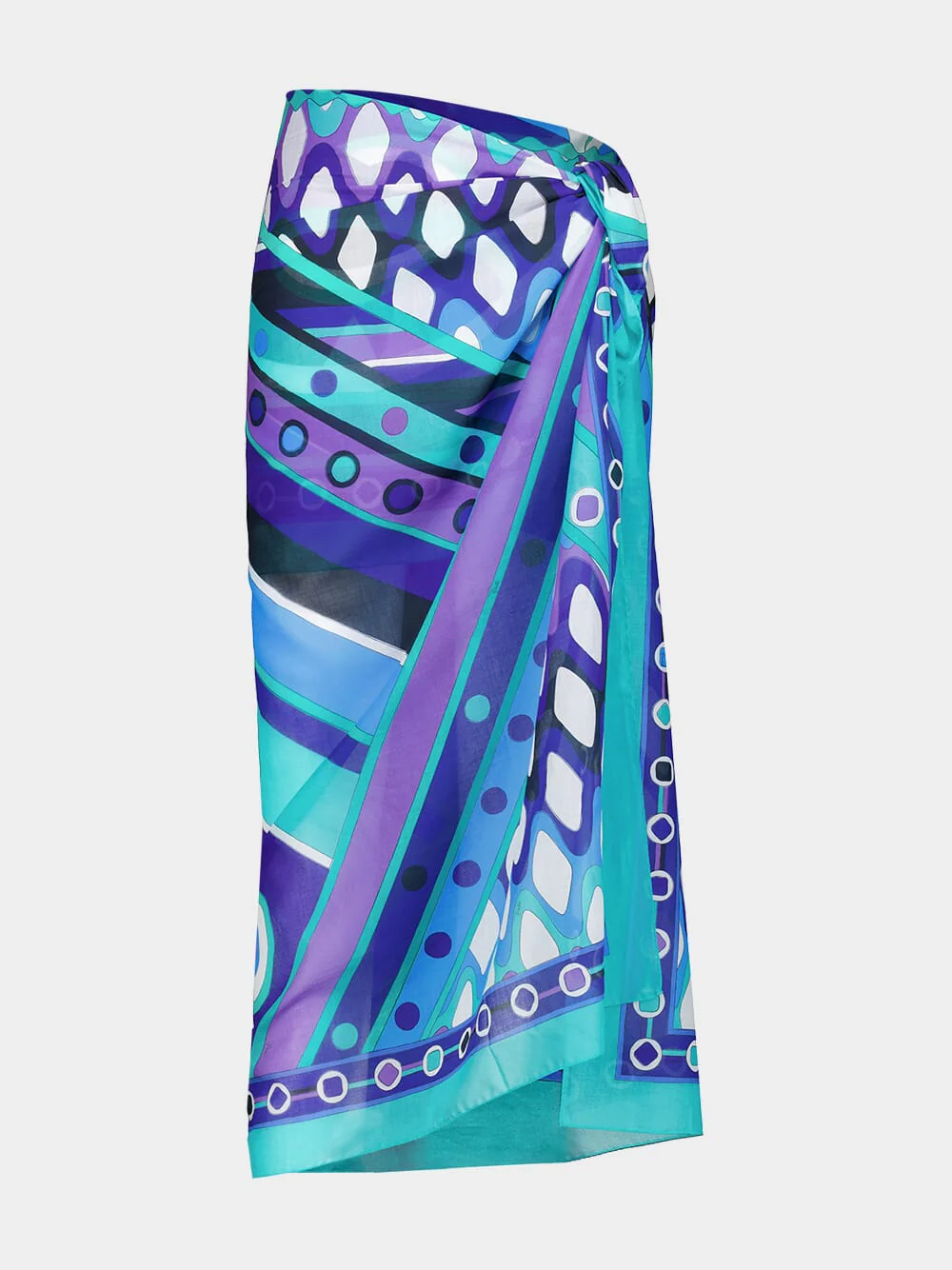 Turquoise and Blue Vivara Print Cotton Sarong