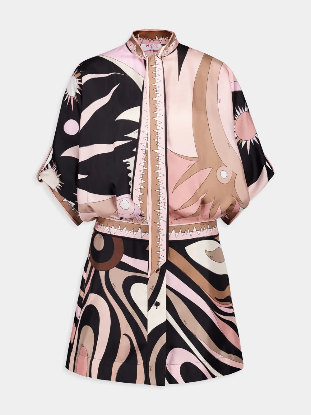 Stella Print Asymmetric Sleeve Mini Dress