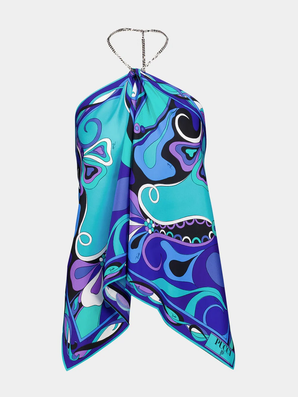 Turquoise and Blue Orchidee Chain Top