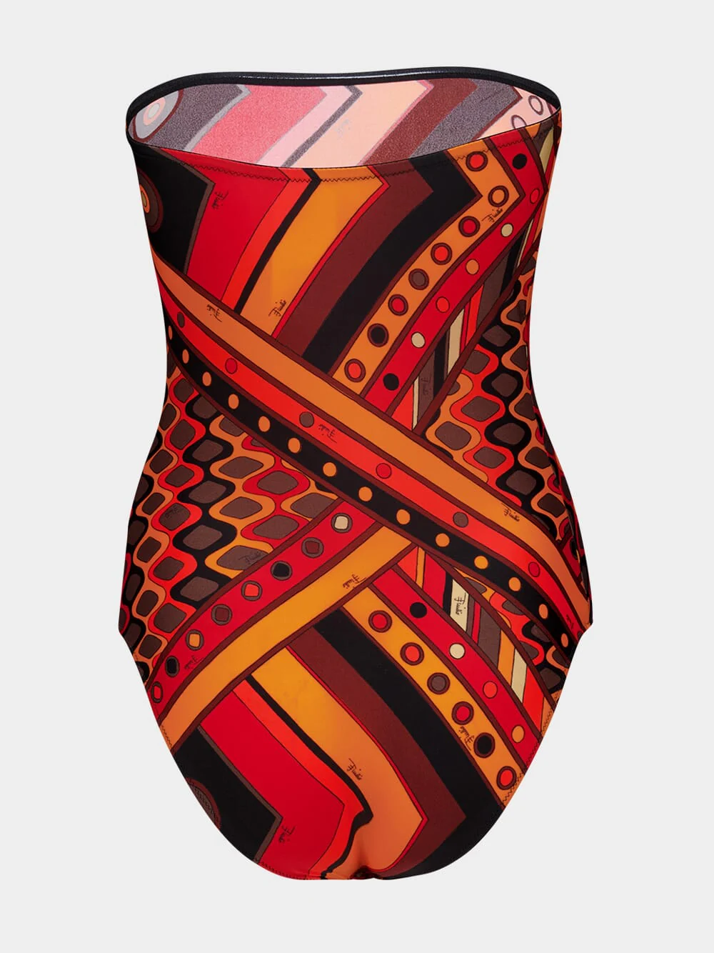 Black and Orange Vivara Print Bandeau Swimsuit - Image 3