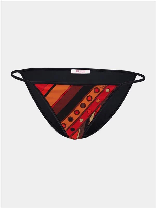 Black and Orange Vivara Print Tie-Side Bikini Bottom