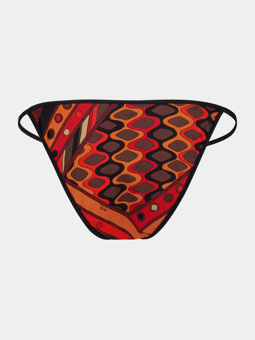 Black and Orange Vivara Print Tie-Side Bikini Bottom - Image 2