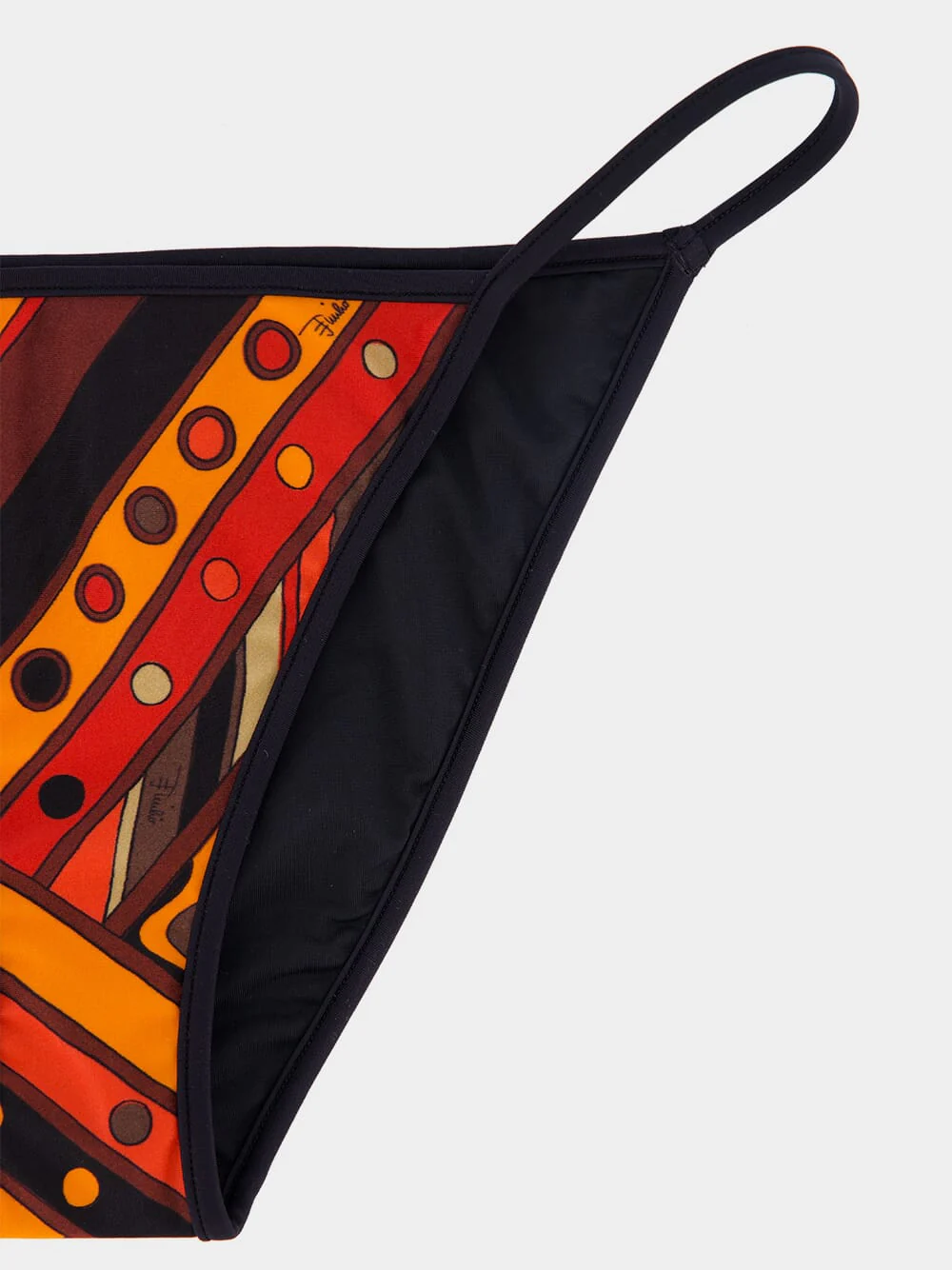 Black and Orange Vivara Print Tie-Side Bikini Bottom - Image 3
