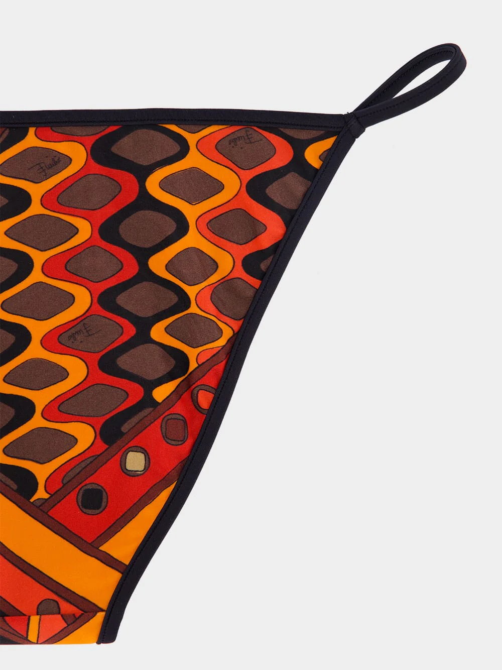 Black and Orange Vivara Print Tie-Side Bikini Bottom - Image 4