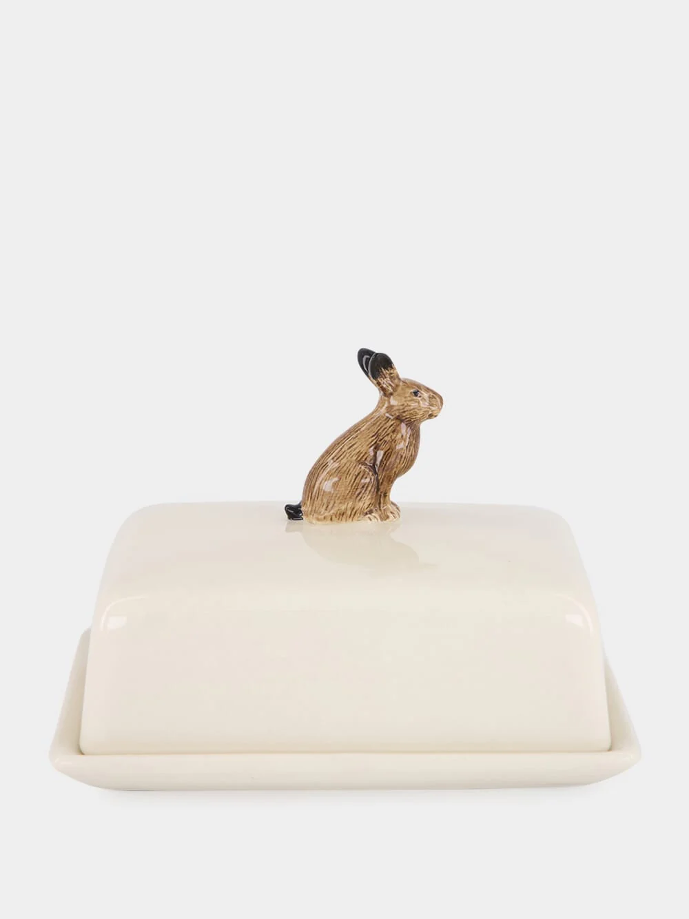 Hand-Painted Hare Butter Dish