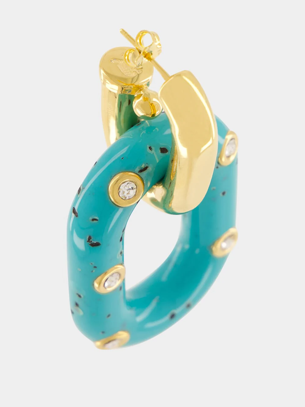 Gold and Turquoise XL Link Earrings - Image 5