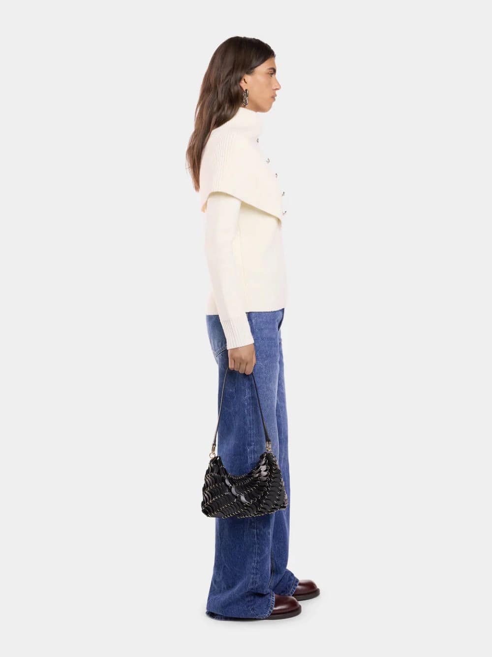 Black Calfskin Paco Shoulder Clutch - Image 2