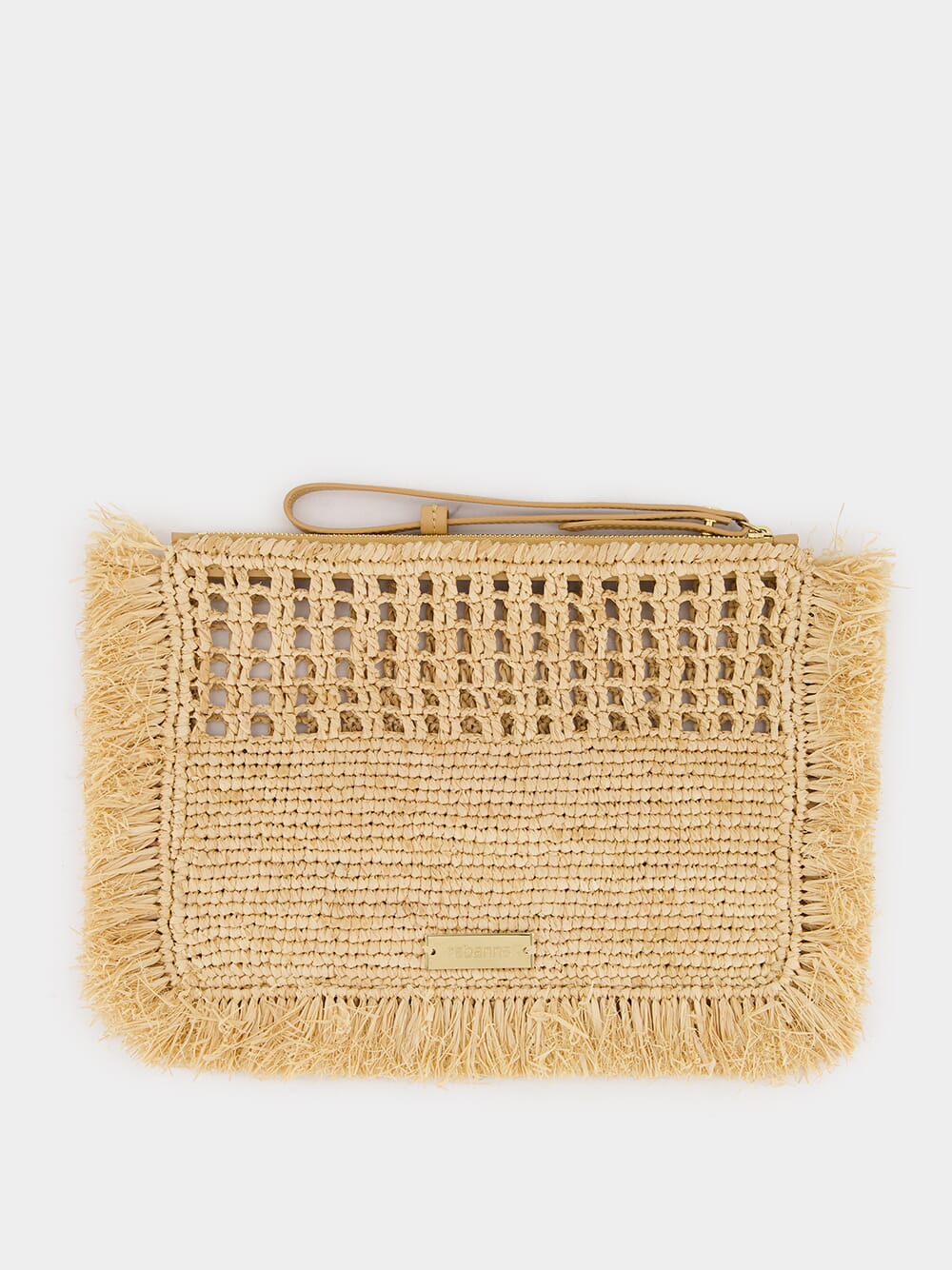 Raffia Clutch with Frayed Detailing - Image 2