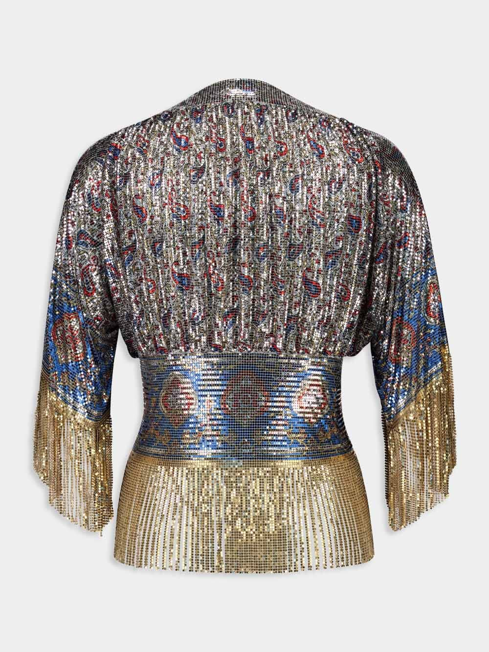 Bandana Paisley Printed Mesh Top - Image 3