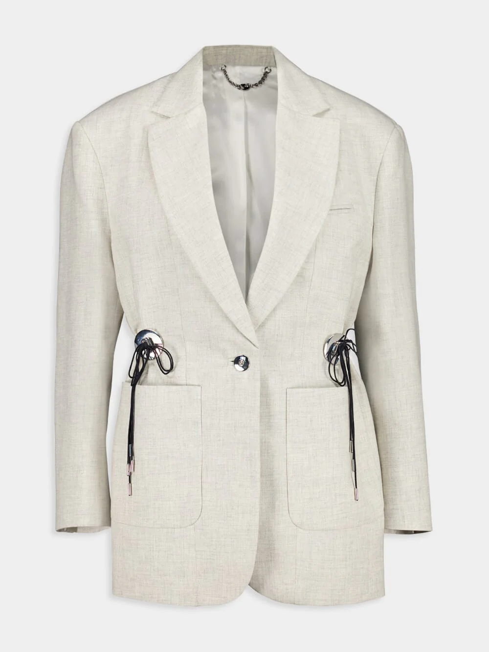 Beige Mottled Wool Blazer - Image 2