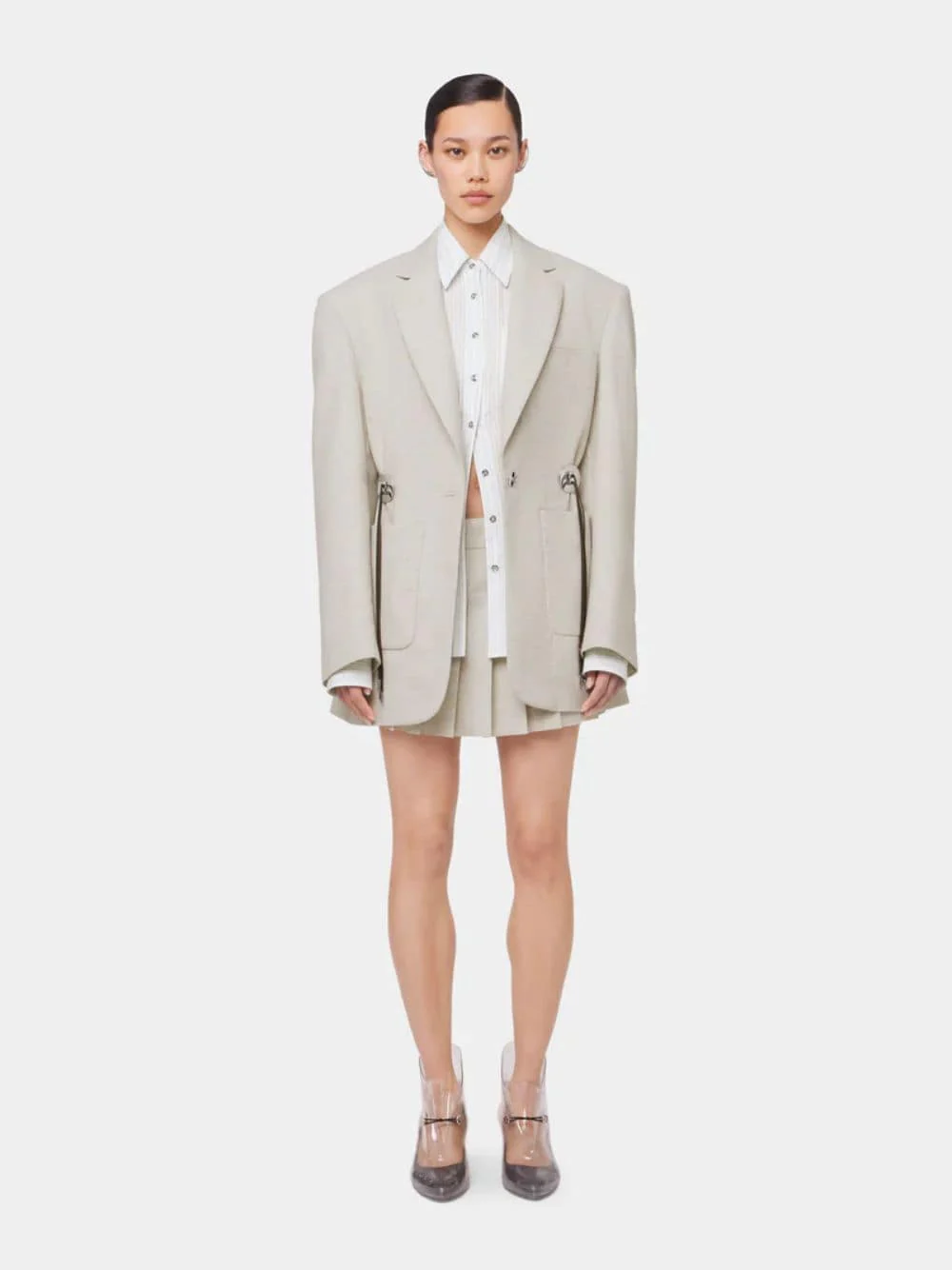 Beige Mottled Wool Blazer - Image 7