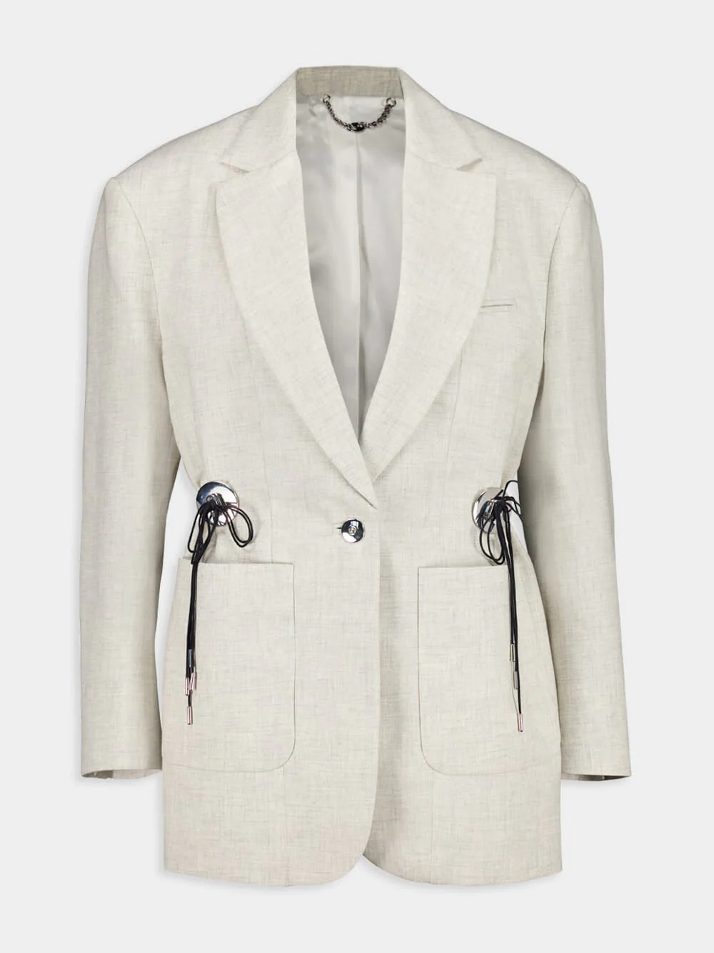 Beige Mottled Wool Blazer - Image 8