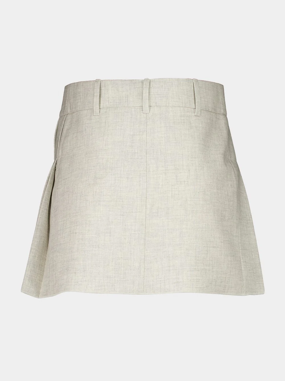 Beige Mottled Wool Mini Pleated Skirt - Image 3