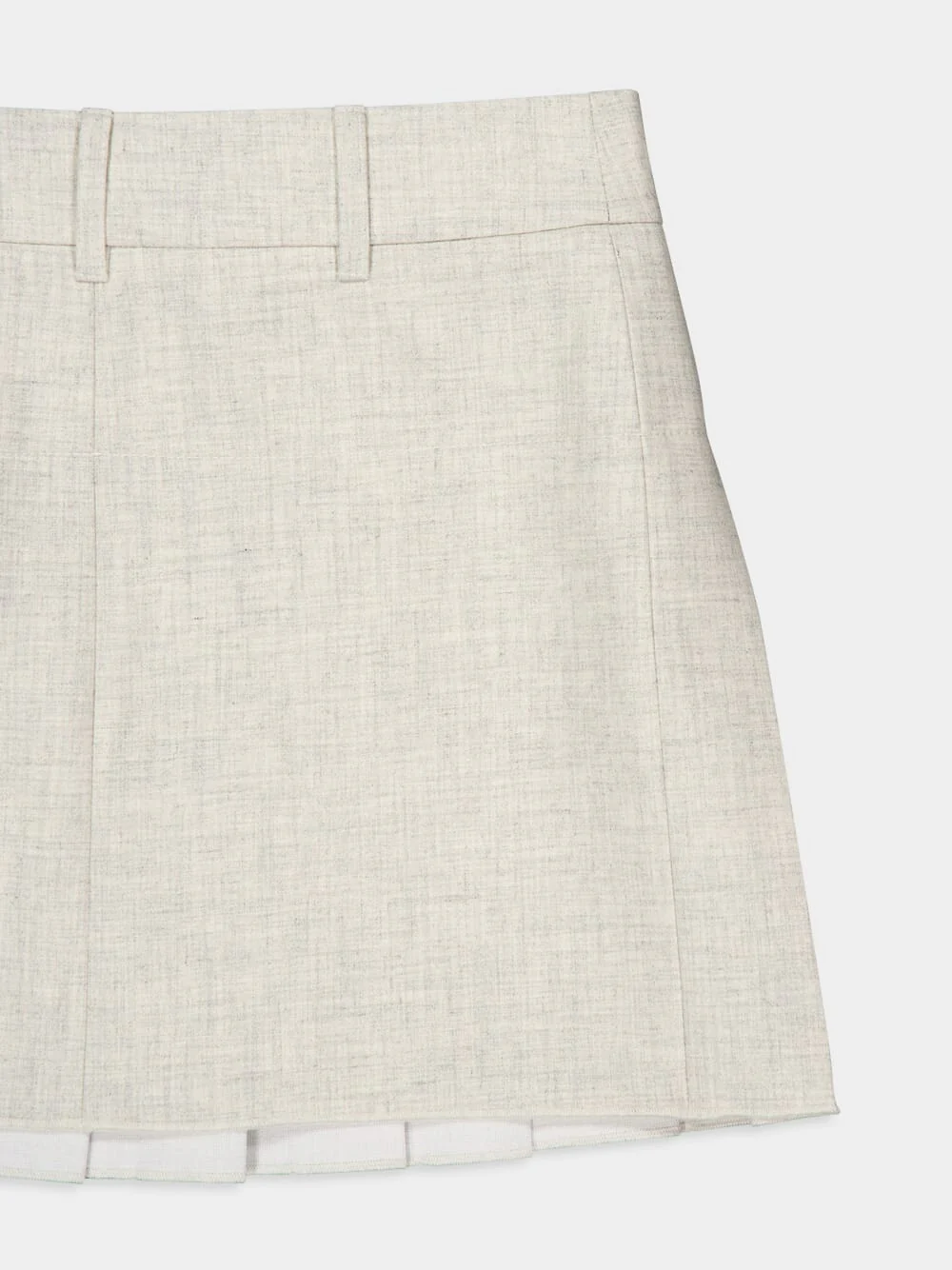 Beige Mottled Wool Mini Pleated Skirt - Image 6