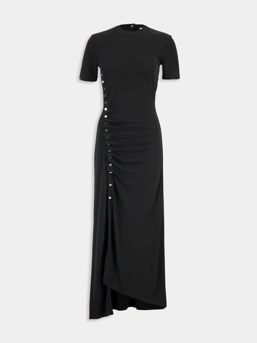 Black Draped Jersey Long Dress