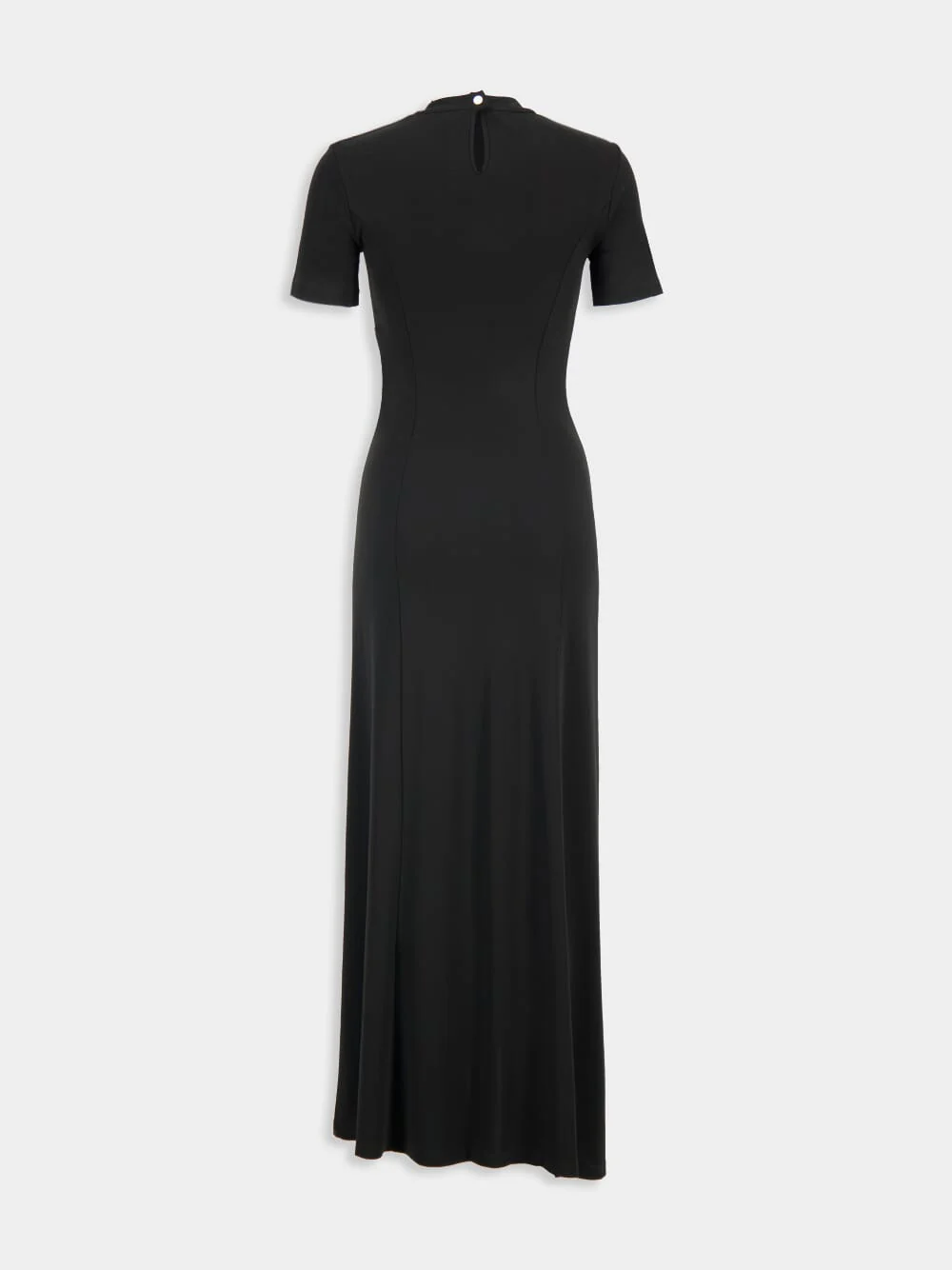 Black Draped Jersey Long Dress - Image 3