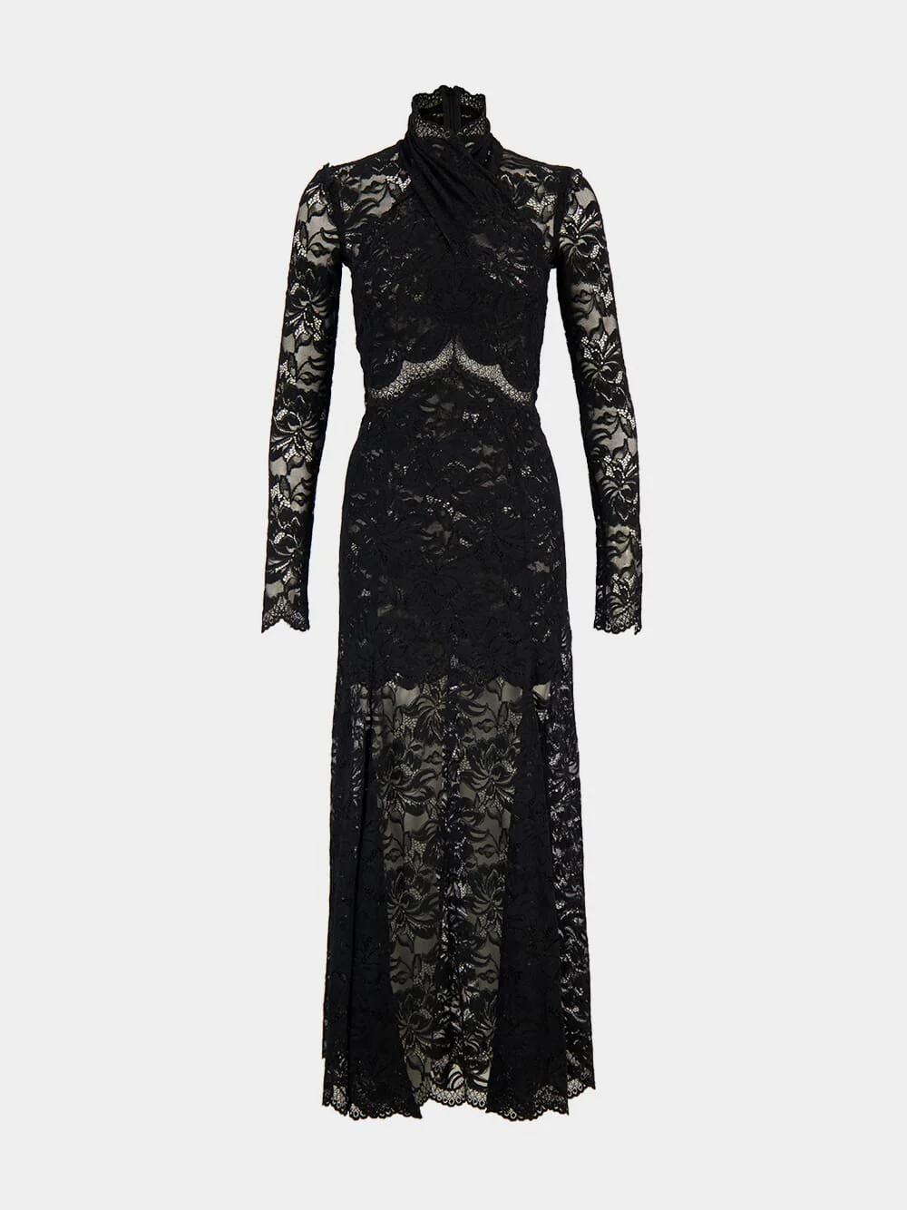 Black High-Neck Lace Maxi Dress - Image 2