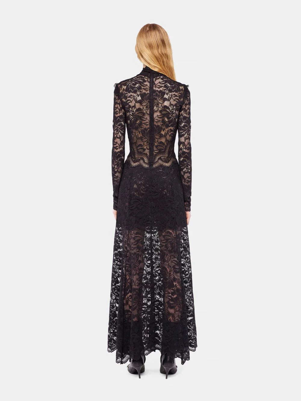 Black High-Neck Lace Maxi Dress - Image 5