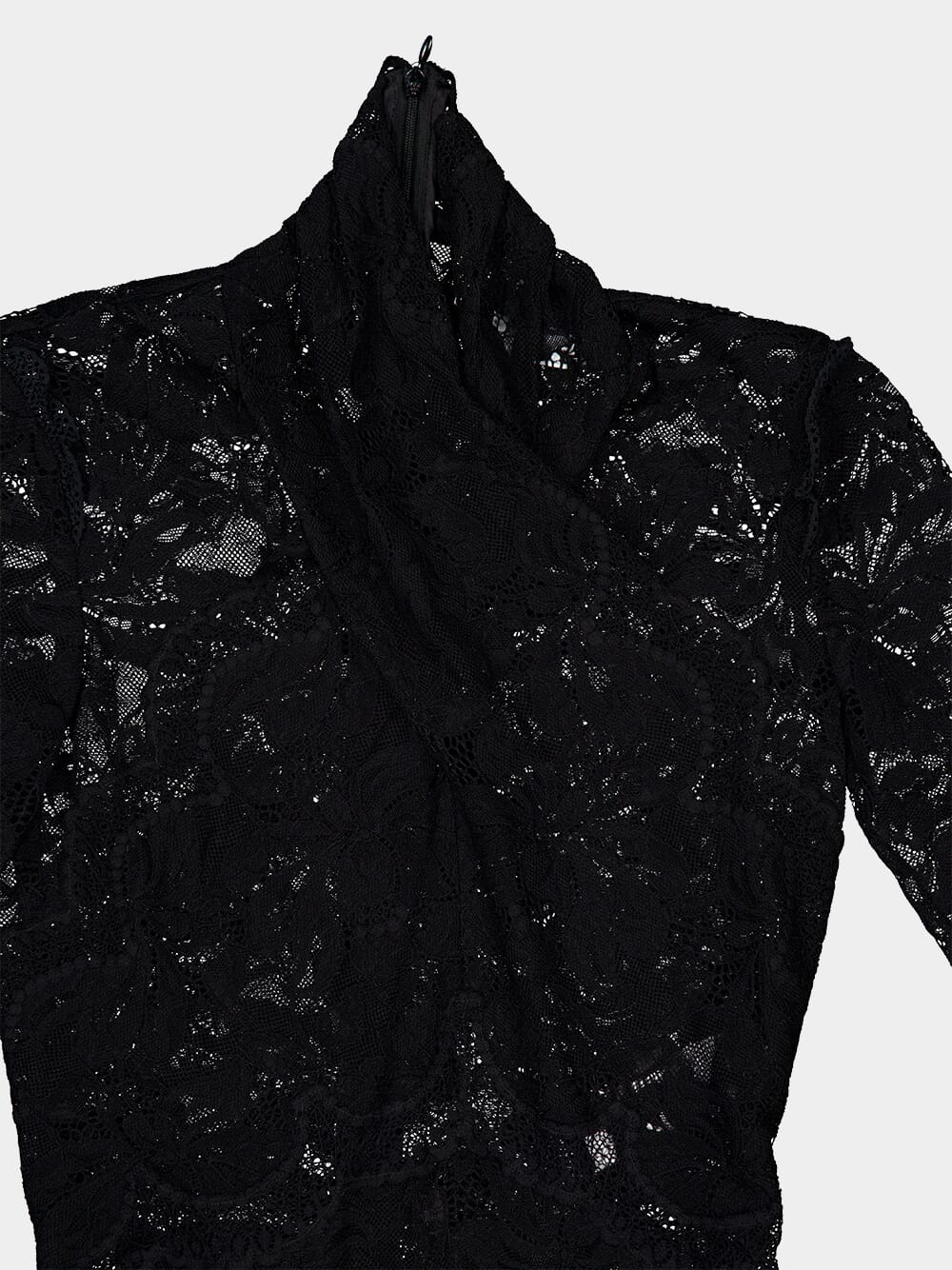 Black High-Neck Lace Maxi Dress - Image 6