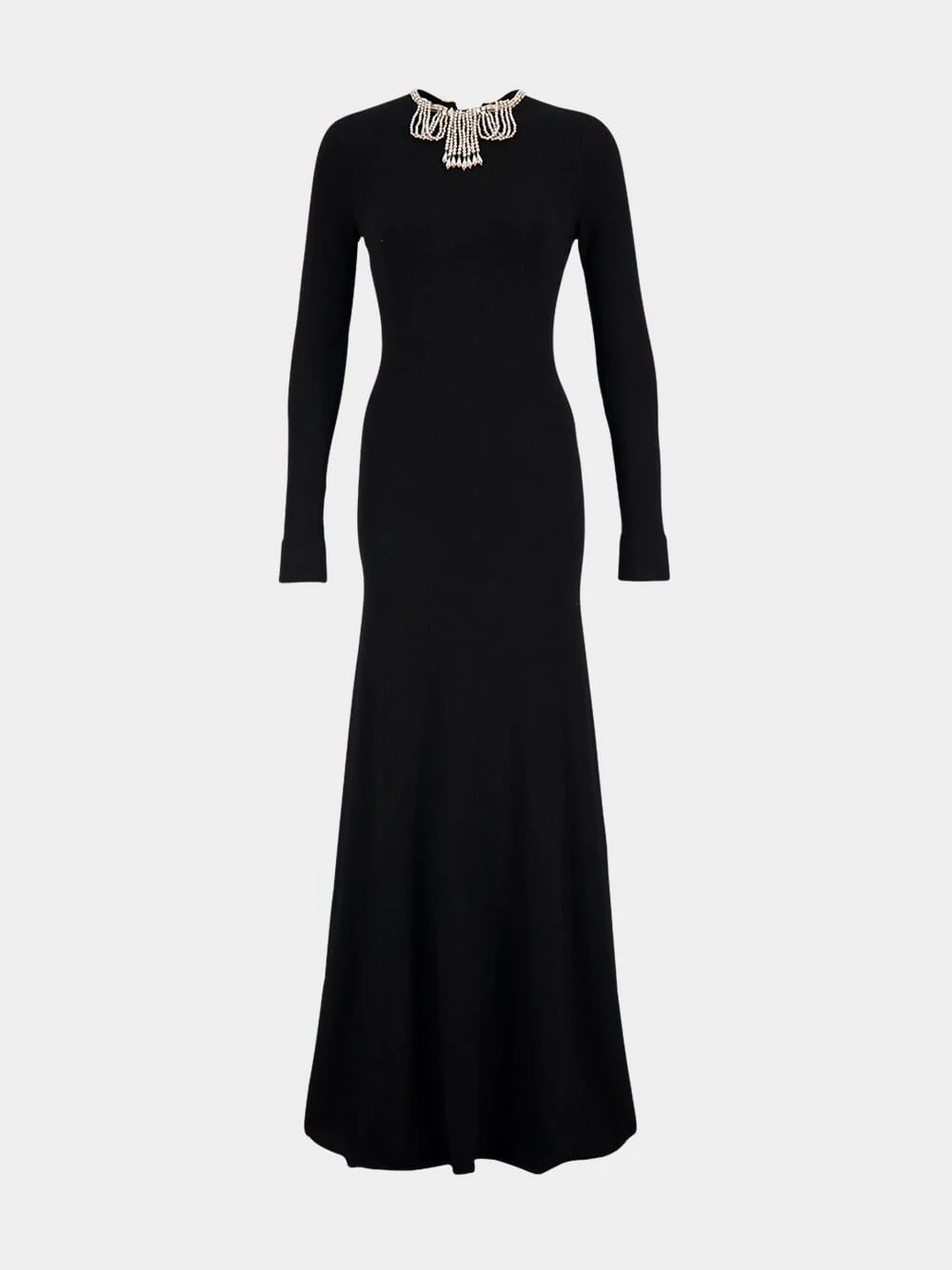 Black Jeweled Backless Knit Gown - Image 2