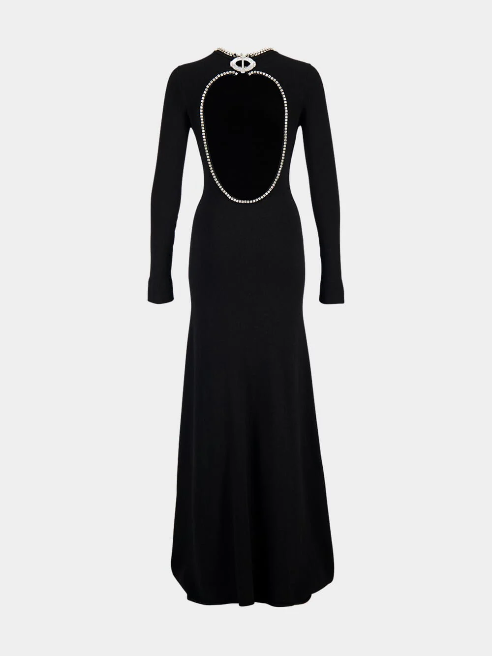 Black Jeweled Backless Knit Gown - Image 4