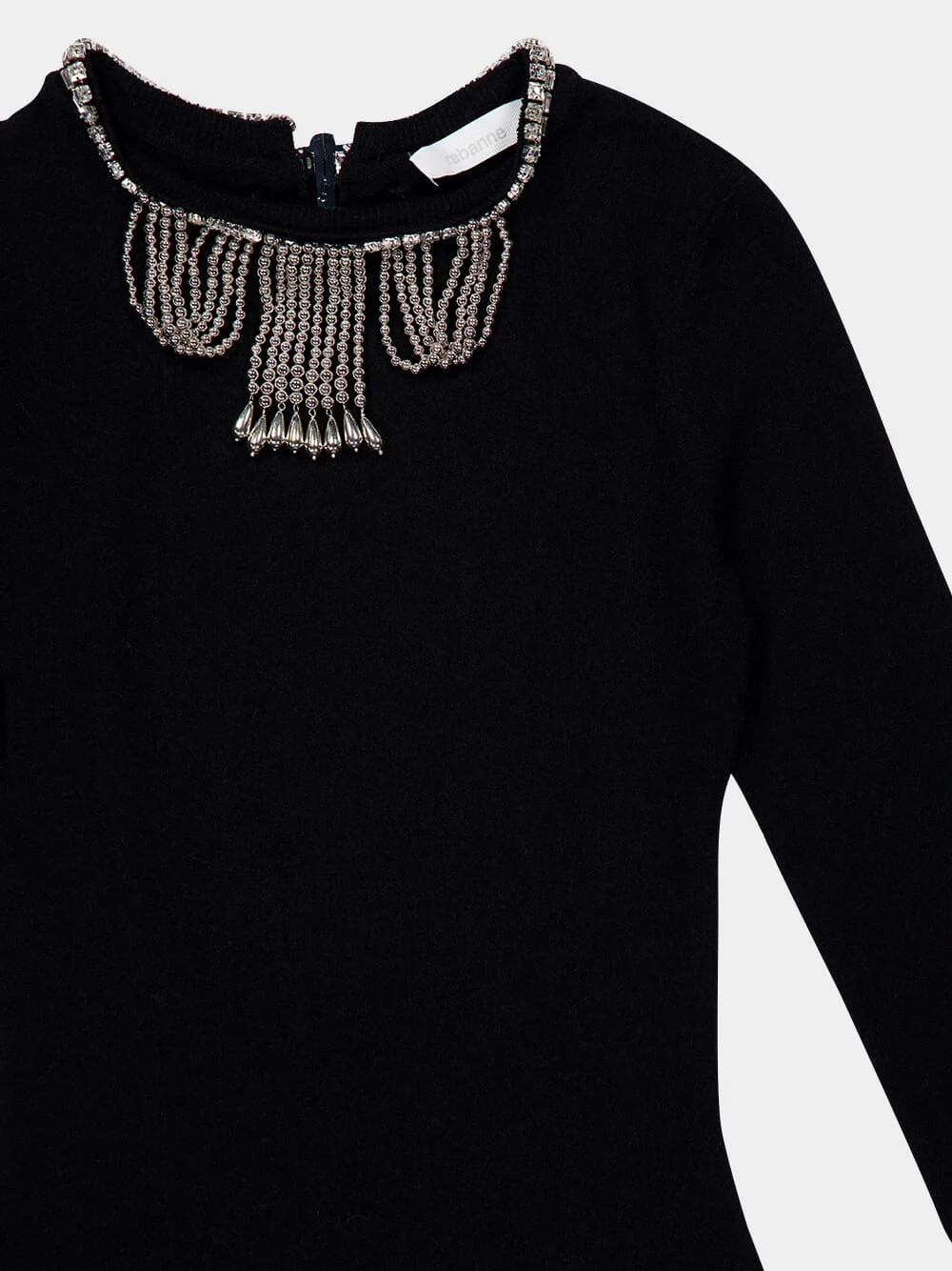 Black Jeweled Backless Knit Gown - Image 5