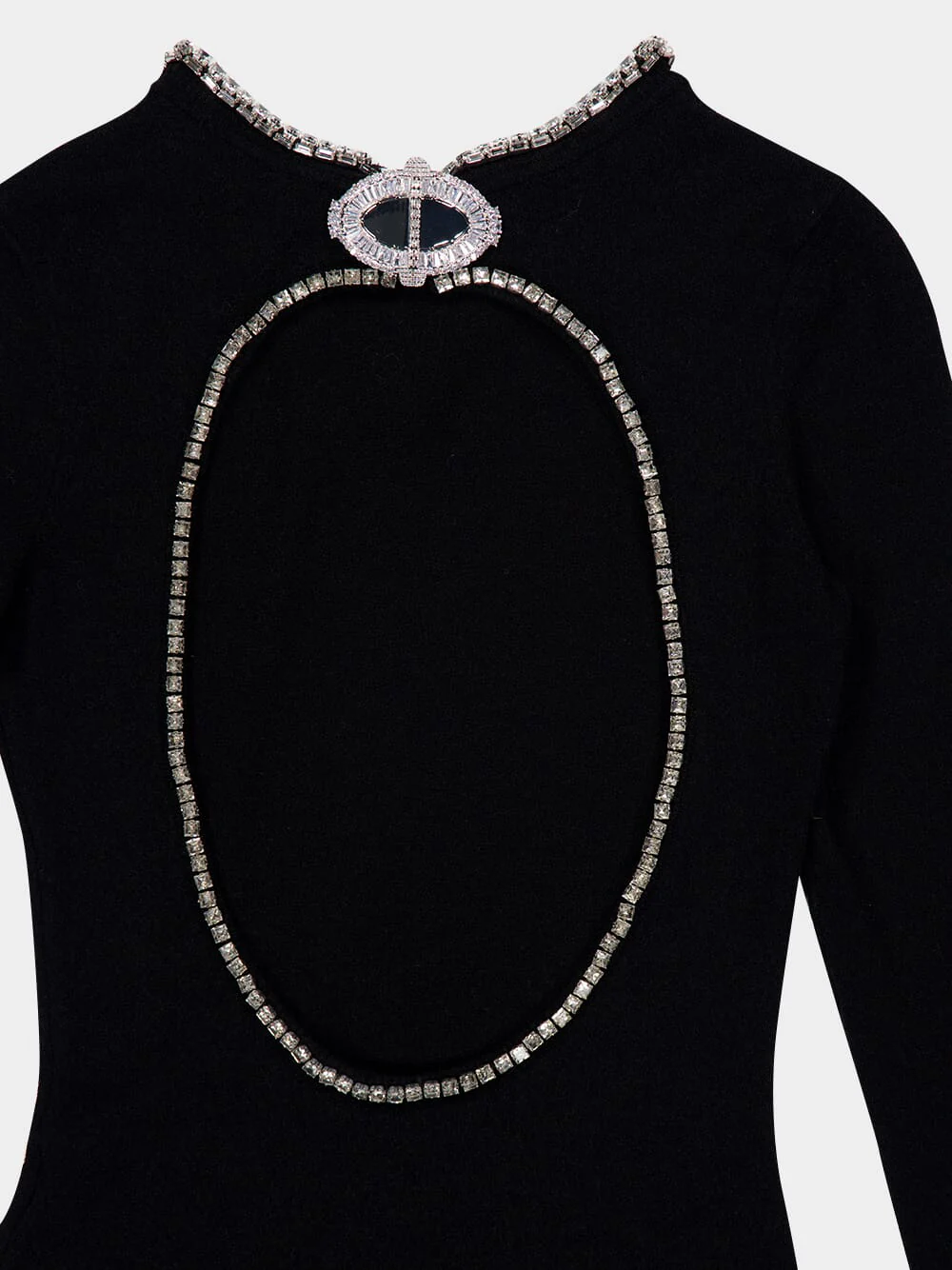 Black Jeweled Backless Knit Gown - Image 6