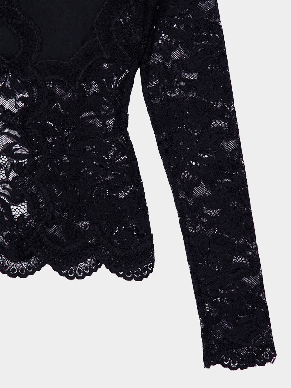 Black Lace Long-Sleeved Top - Image 6