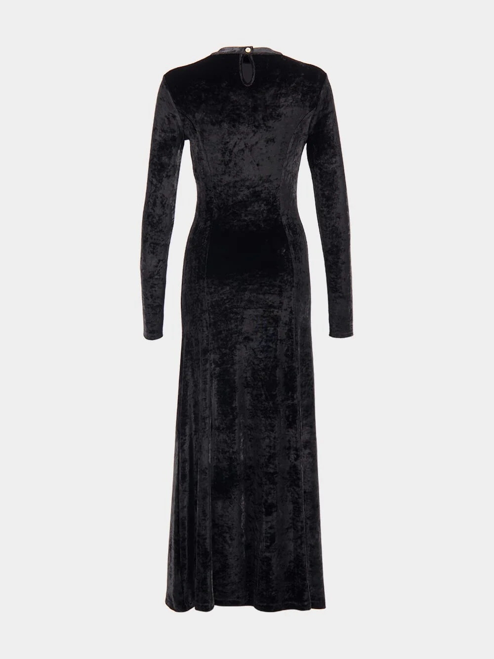 Black Long Velvet Draped Dress - Image 4