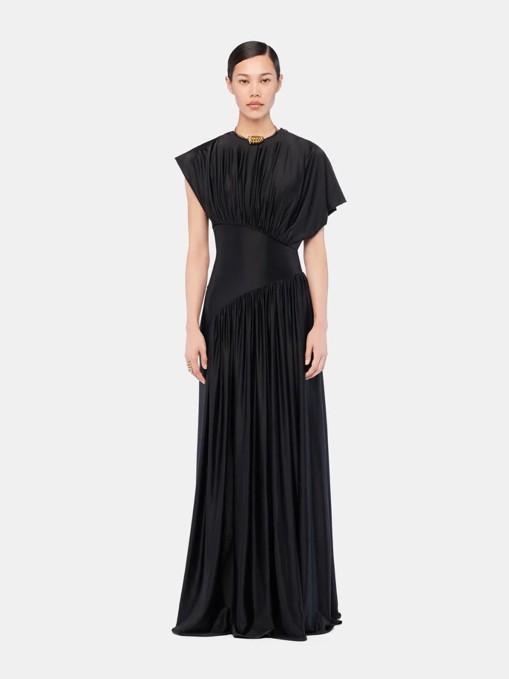 Black Satin Jersey Maxi Dress