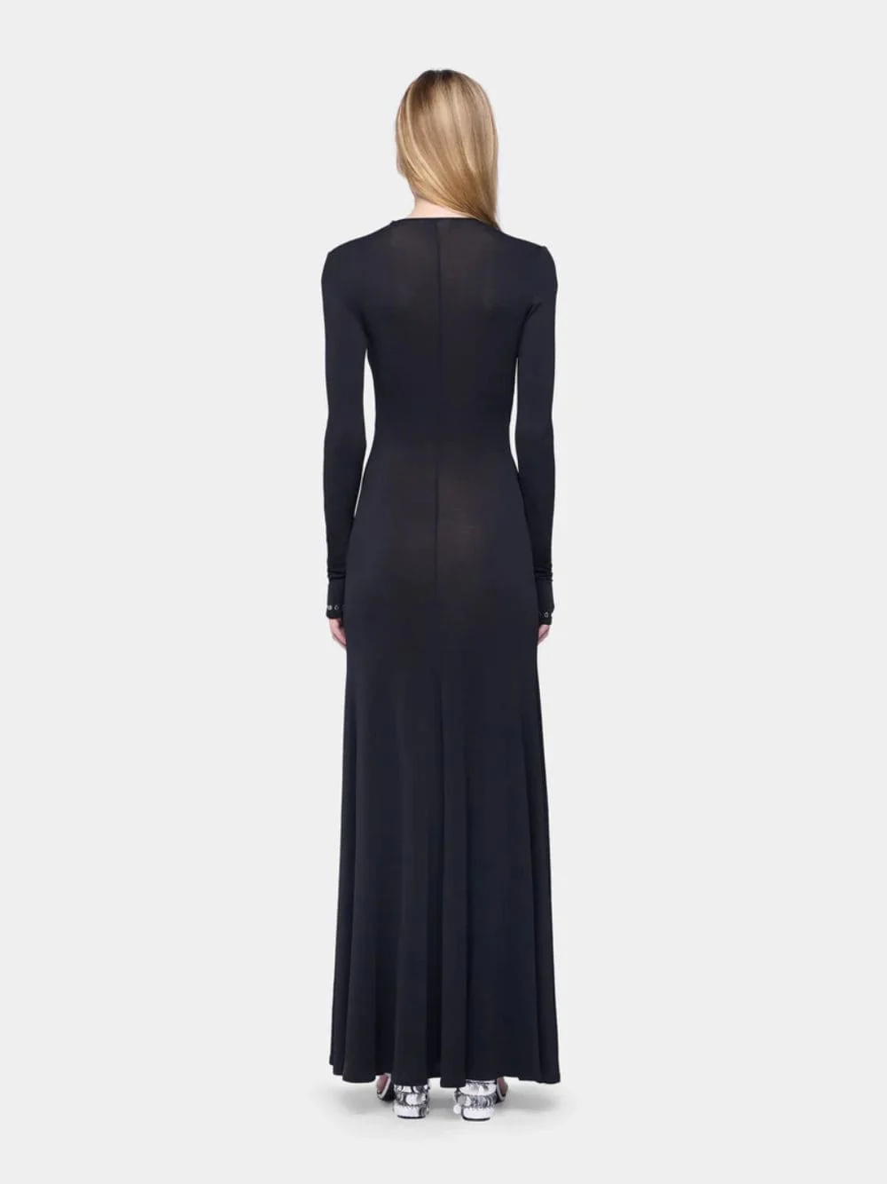 Black Second-Skin Jersey Long Dress - Image 3
