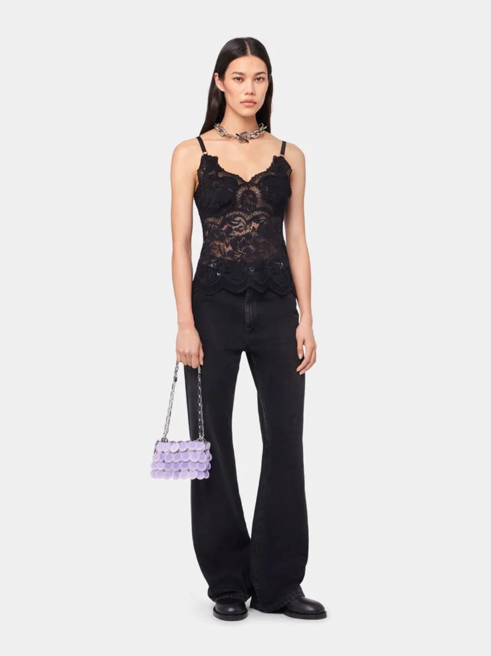 Black Tank Top in Lace