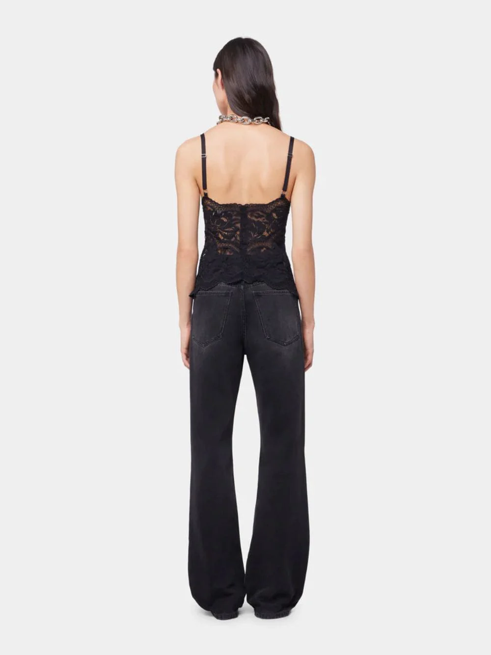 Black Tank Top in Lace - Image 3