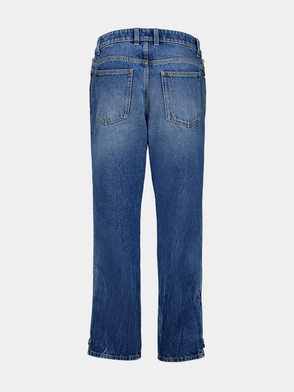 Blue Zip-Detail Cropped Jeans - Image 2