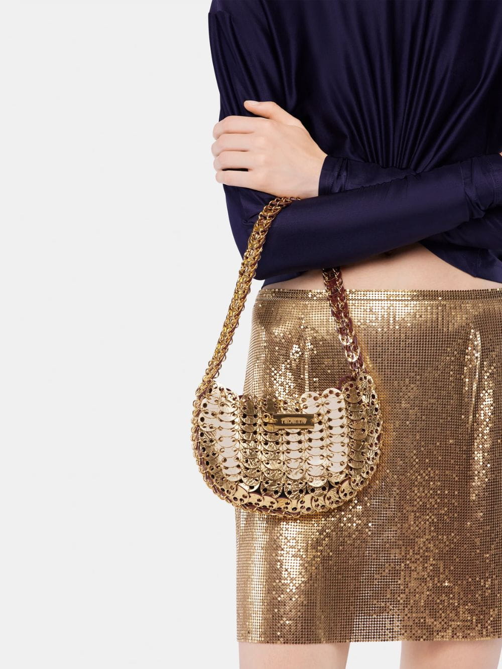 Burgundy and Gold Moon Flip Reversible Leather Bag - Image 2